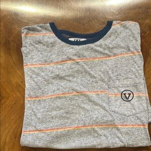 VesseL USA Heather Gray and Orange Striped Tee